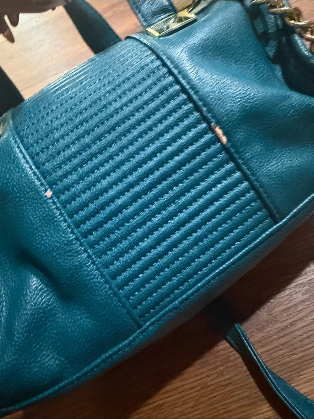 Steve Madden Teal Satchel with Gold Hardware